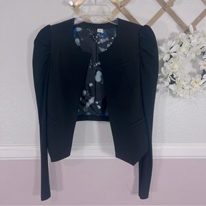 H&M Cropped Sweater Blazer with Blue Silk-like Lining